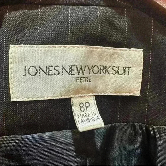 Jones New York Suit Jacket Blazer Black With Brown Pinstripe Lined Women’s 8P - Picture 8 of 11